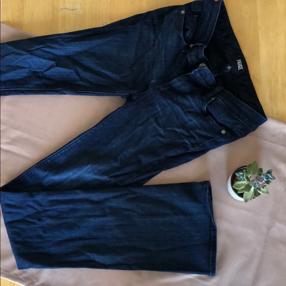 Dark blue, flare jeans.